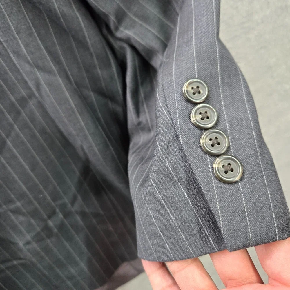 Ralph Ralph Lauren‎ Men Jacket 44 Gray Striped Blazer 2 Button Wool